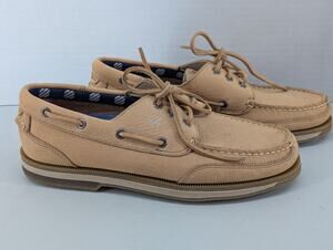 West Marine Men's Tan Leather Boat Shoes Size 8.5 Classic Comfort Mocs -0825T14